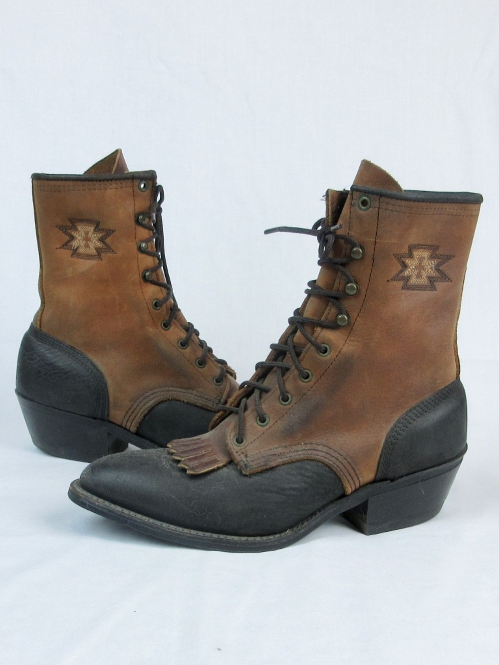 Women's Leather Packer Boots, Kiltie, Western, Lace Up, 6.5, Western, Cowgirl